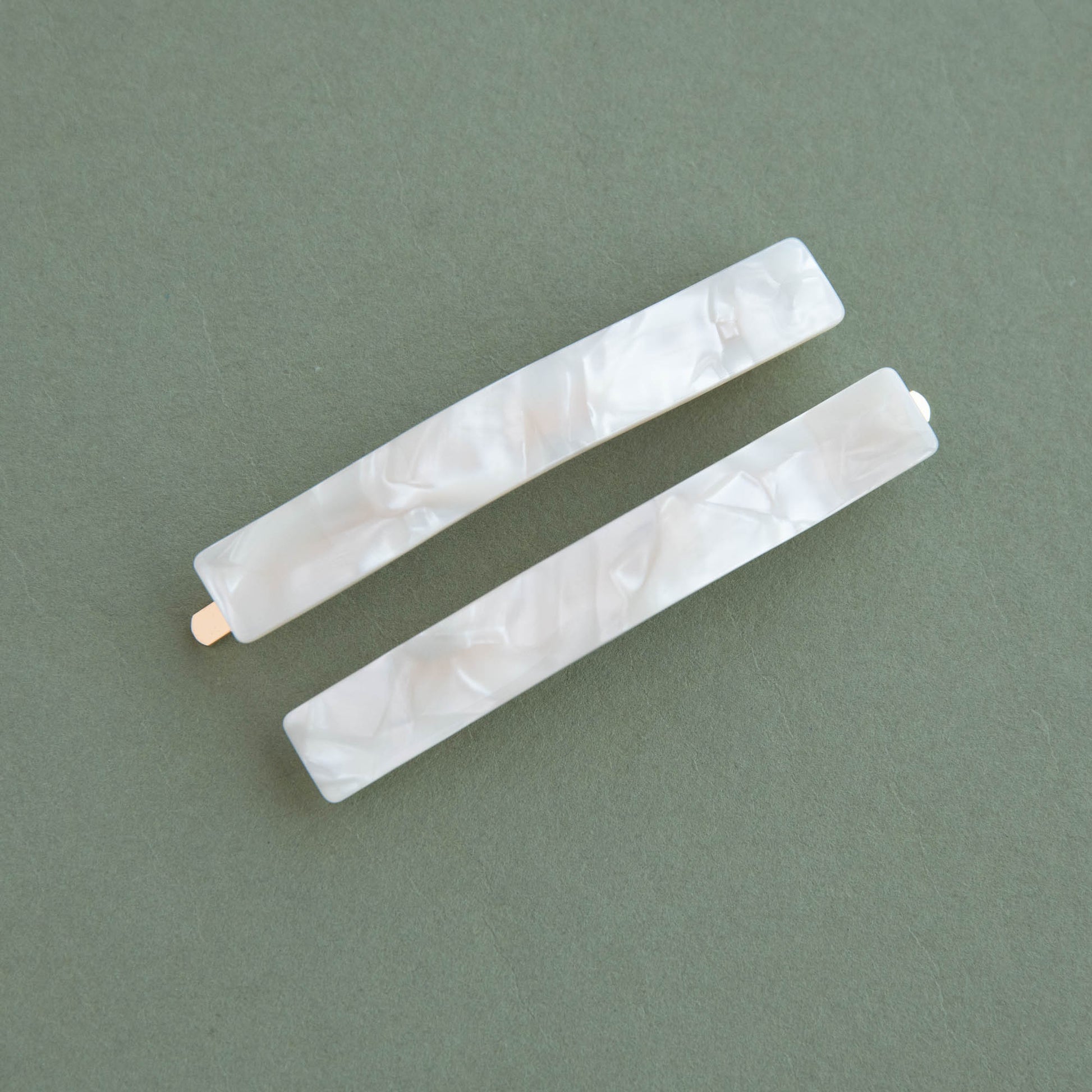 Pearly White Marble Hair Slides - Set of 2