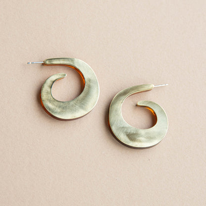 Two Sided Swirl Hoop Earrings