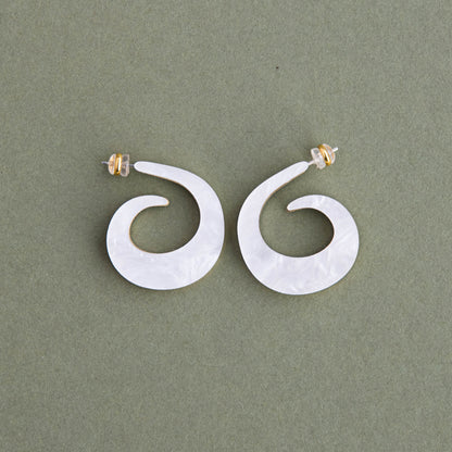Two Sided Swirl Hoop Earrings