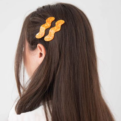 Tangerine Hair Slides - Set of 2