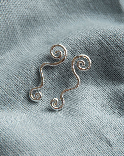 Swirly Stud Earrings - Recycled Sterling Silver