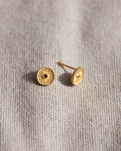 Solar Stud Earrings - Gold Plated Recycled Sterling Silver