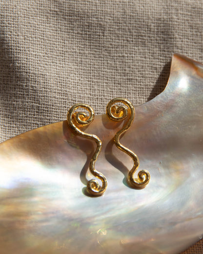 Swirly Stud Earrings - Gold Plated Recycled Sterling Silver