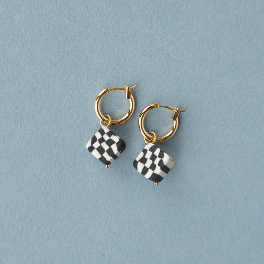 Bits Diamond Charm Hoop Earrings
