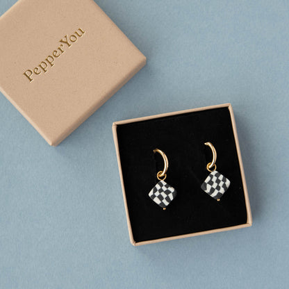 Bits Diamond Charm Hoop Earrings