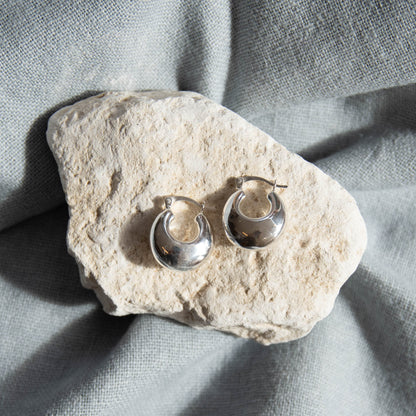 Chunky Dome Hoop Earrings - Sterling Silver