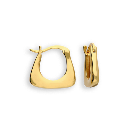 Slender Angular Hoop Earrings - Gold Plated Sterling Silver