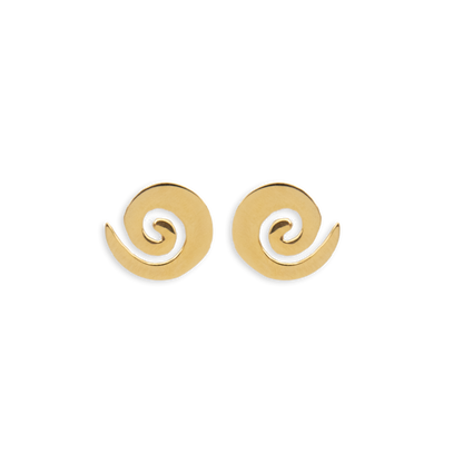 Spiral Stud Earrings - Gold Plated Recycled Sterling Silver