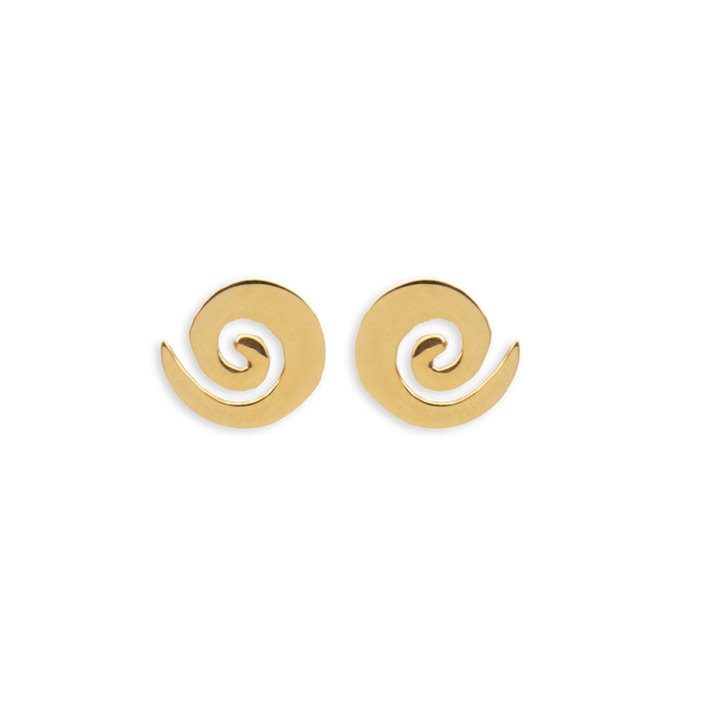 Spiral Stud Earrings - Gold Plated Recycled Sterling Silver