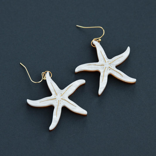 Pearly Statement Starfish Earrings - Hook or Hoop
