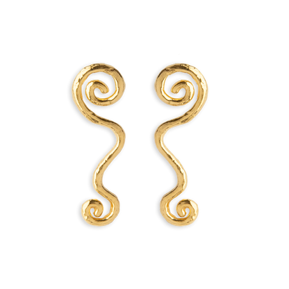 Swirly Stud Earrings - Gold Plated Recycled Sterling Silver