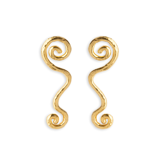 Swirly Stud Earrings - Gold Plated Recycled Sterling Silver