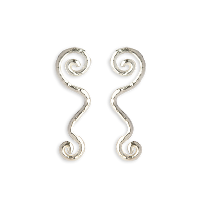 Swirly Stud Earrings - Recycled Sterling Silver