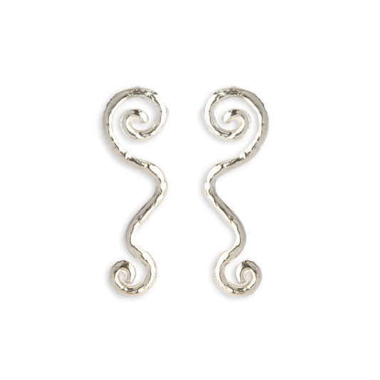 Swirly Stud Earrings - Recycled Sterling Silver