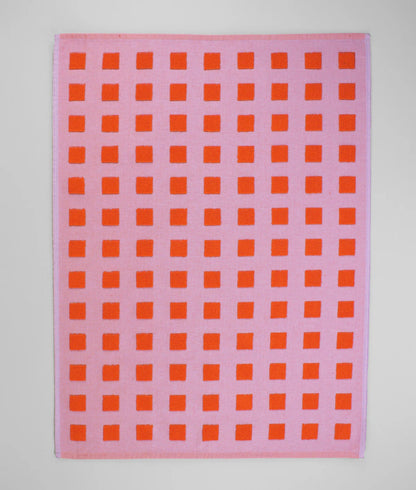 Squares Red & Pink Tea Towel