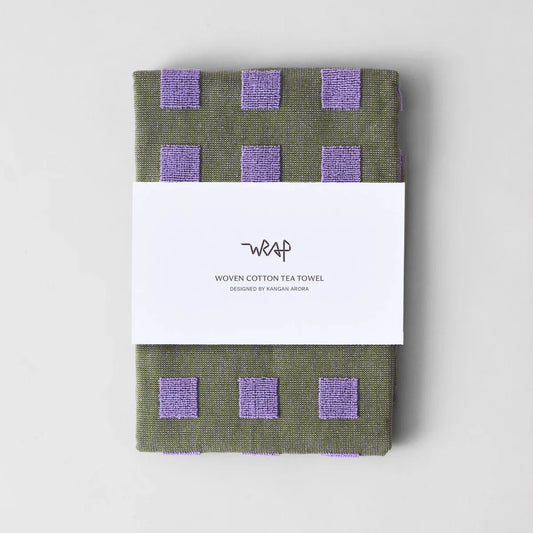 Squares Lilac & Olive Tea Towel