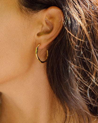 Bark Hoop Earrings Large - Recycled Sterling Silver
