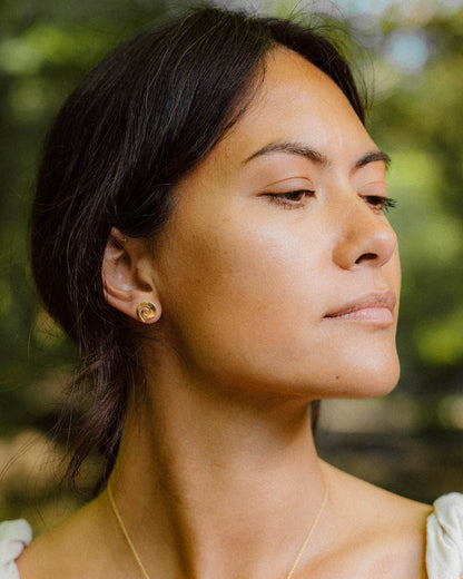 Spiral Stud Earrings - Gold Plated Recycled Sterling Silver