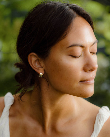 Hammered Square Hoop Earrings - Recycled Sterling Silver