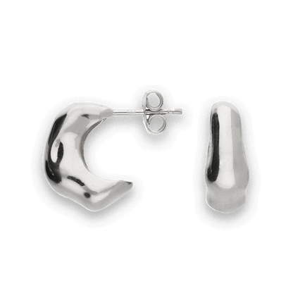 Ripples on Water Half Hoop Stud Earrings - Sterling Silver
