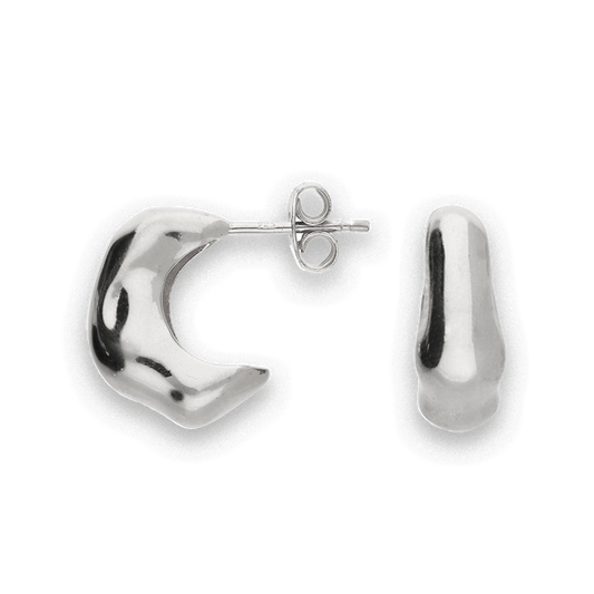 Ripples on Water Half Hoop Stud Earrings - Sterling Silver