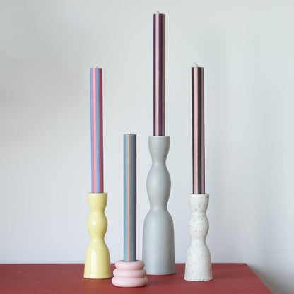 Stripe Dinner Candle Mixed Set - Colours Contrast 1