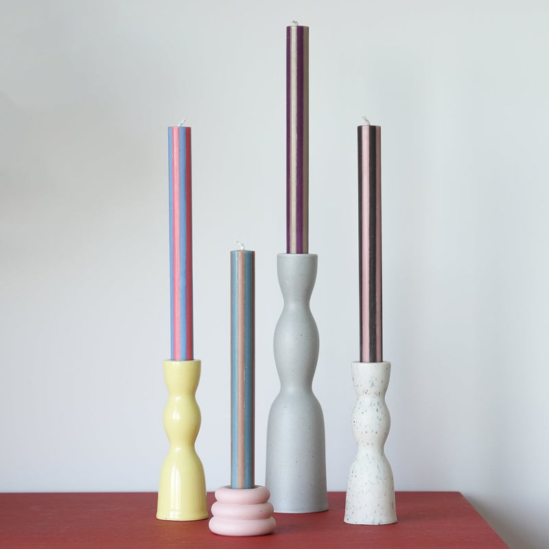 Stripe Dinner Candle Mixed Set - Colours Contrast 1