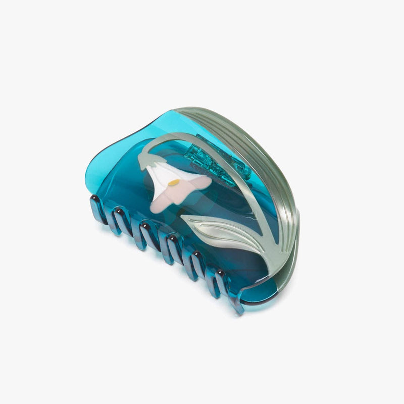 Alba White Vine Flower Hair Claw Clip - Teal