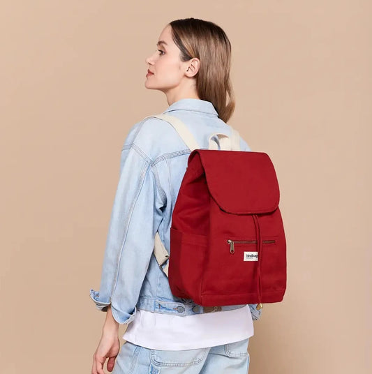 Eliot Backpack in Deep Red - Ethically Manufactured Bag
