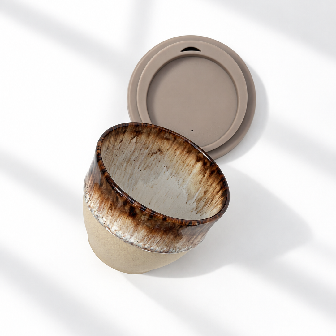 Rome Ceramic Travel Coffee Cup with Lid -  Primo