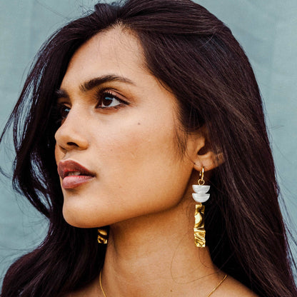 Segment Statement Drop Hoop Earrings