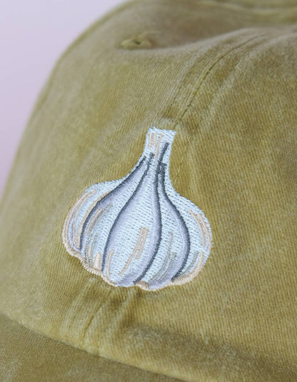 Garlic Embroidered Adjustable Cap Hat