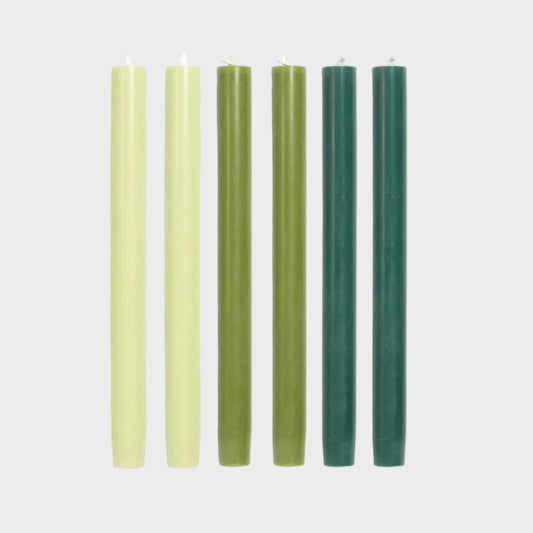 Solid Dinner Candles Set of 6: Gradient Greens