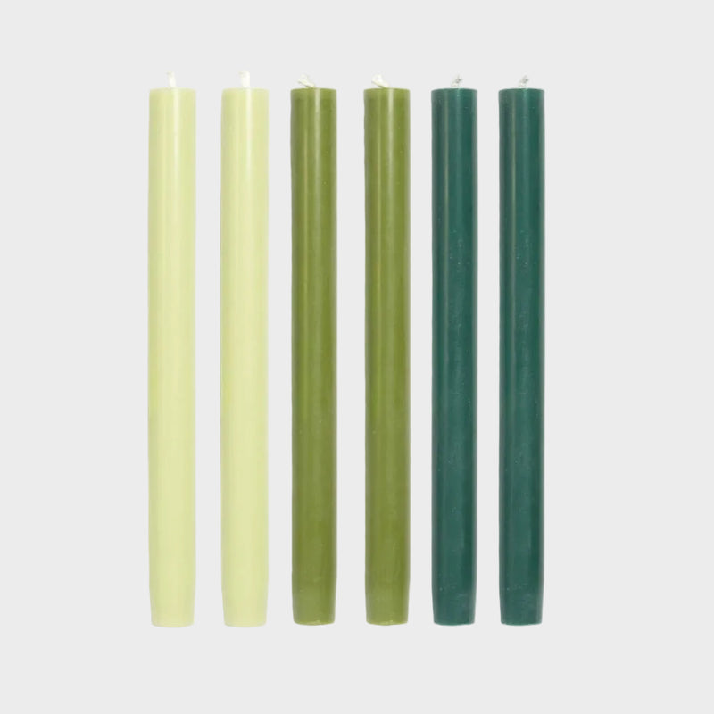 Solid Dinner Candles Set of 6: Gradient Greens