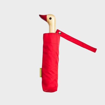 Compact Eco-Friendly Wind Resistant Duckhead Umbrella - Tomato Red