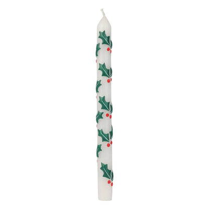 Holly Christmas Taper Dinner Candles - POS Unit