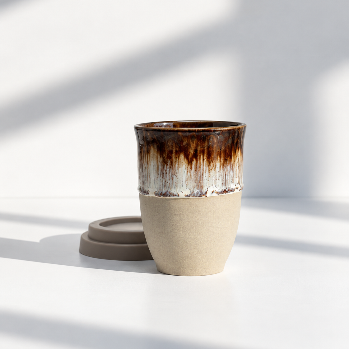 Rome Ceramic Travel Coffee Cup with Lid - Classic