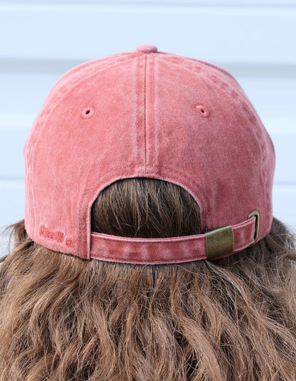 Shrimp Embroidered Cap Hat, Washed Brick Colour