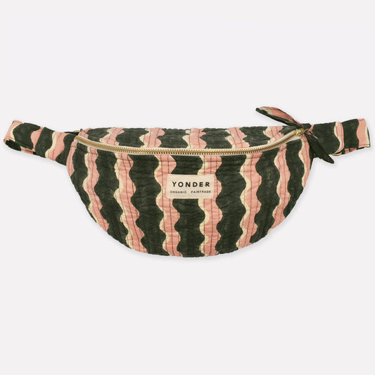 Cotton Quilted Bumbag in Fern Whirly