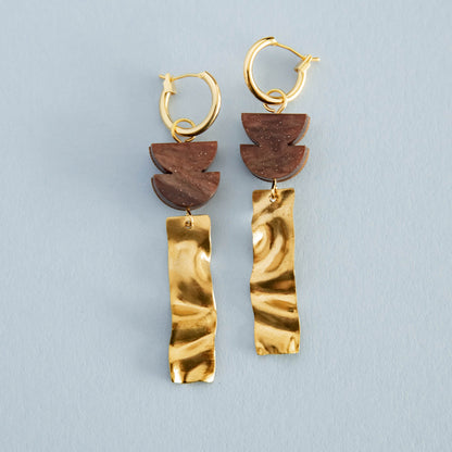 Segment Statement Drop Hoop Earrings