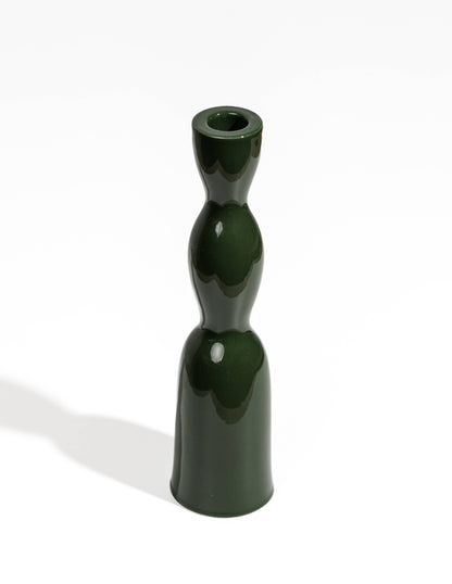 Wave Candleholder Tall - Dark Green