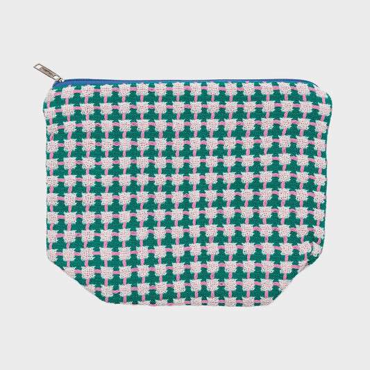 Recycled Cotton Wash Bag: Green & Pink