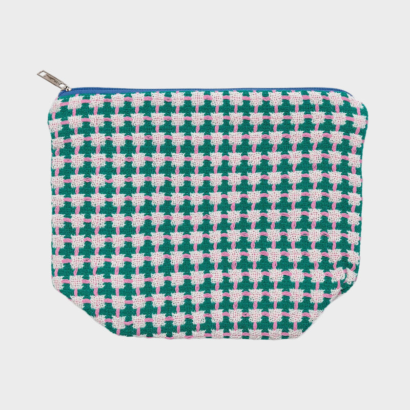 Recycled Cotton Wash Bag: Green & Pink