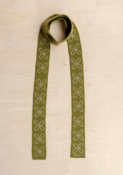 Skinny Scarf in Olive Flora