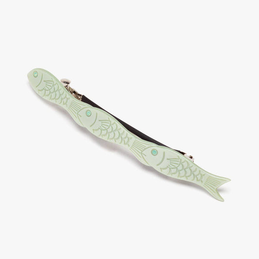 Fish Jade Green Acetate French Barrette Hair Clip