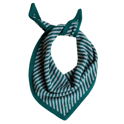 Triangle Scarf in Green & Charcoal Stripe