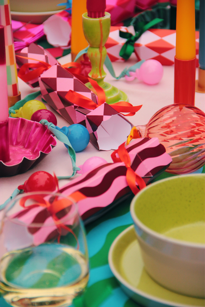Pink and Maroon Stripe Pattern Christmas Crackers