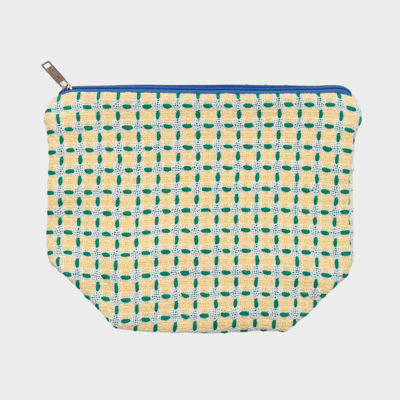 Recycled Cotton Wash Bag: Yellow & Green
