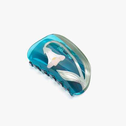 Alba White Vine Flower Hair Claw Clip - Teal