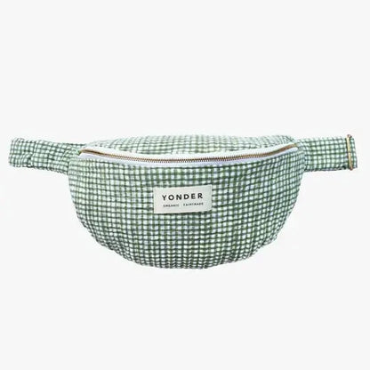 Organic Cotton Bum Bag in Fern Check